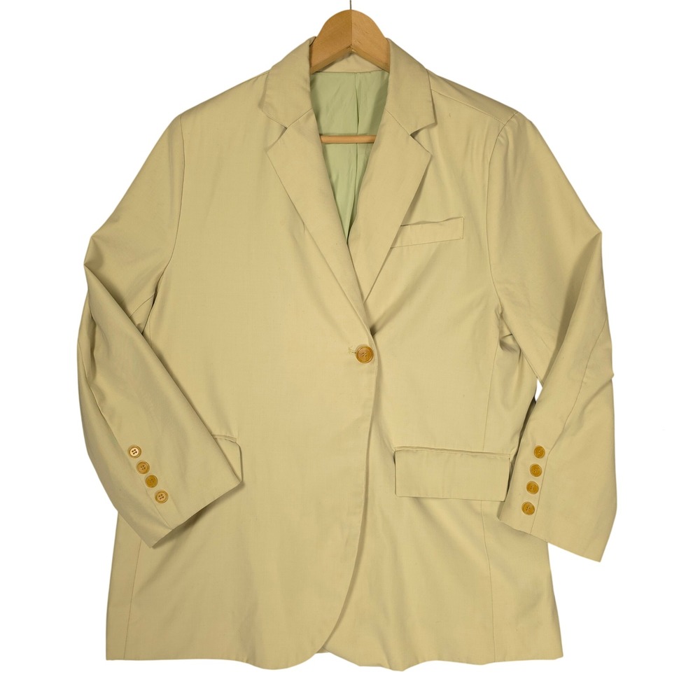 CGM Blazer Single Button Notched Lapel Women Light Green GOOD See Measurements
